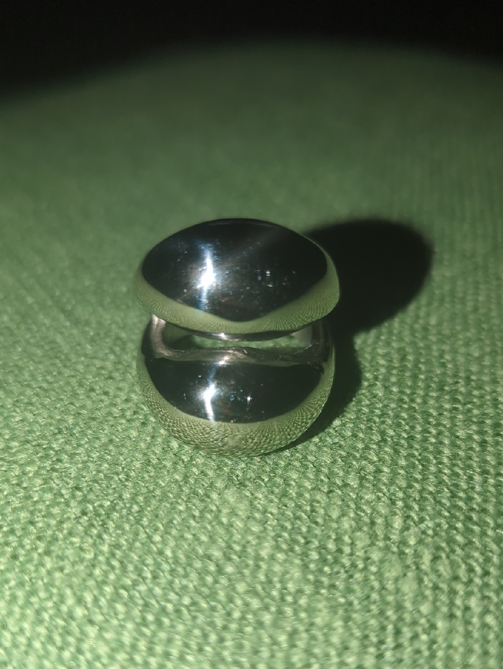 Polished Silver-Tone Modern Statement Ring